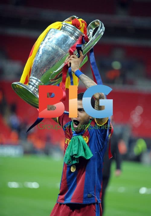 Daniel Alves Celebrates Champions League Win