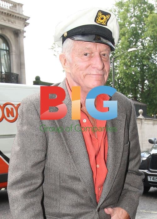 Hugh Hefner with Girlfriends at London Hotel