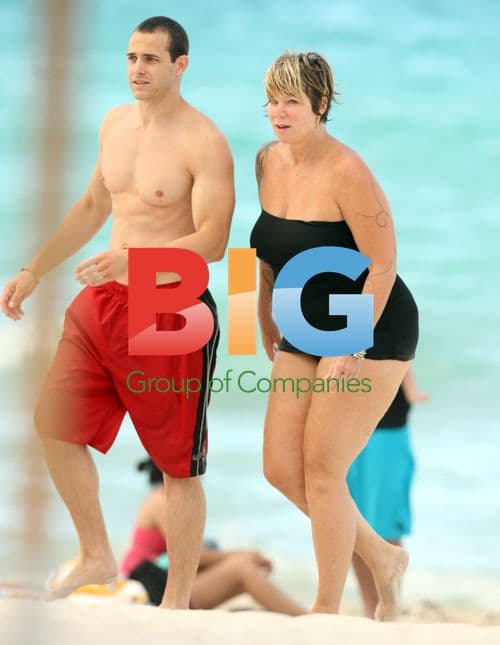 Mia Michaels in Black Swimsuit at Miami Beach