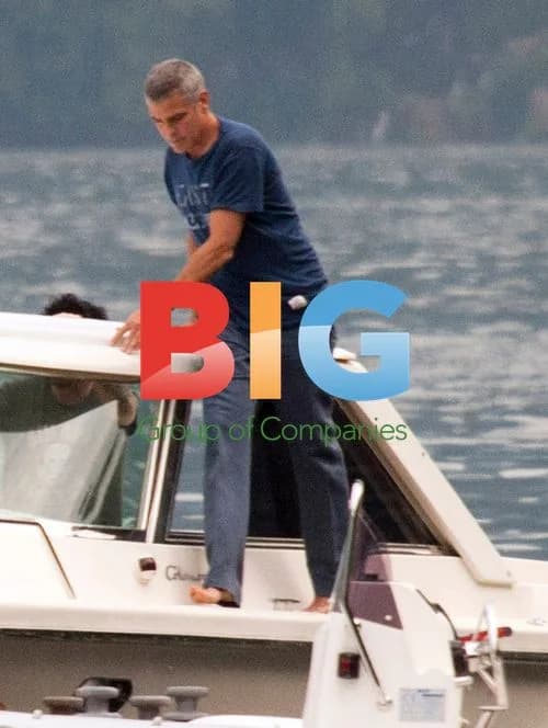 George Clooney and Ben Weiss on Boat, Como, Italy