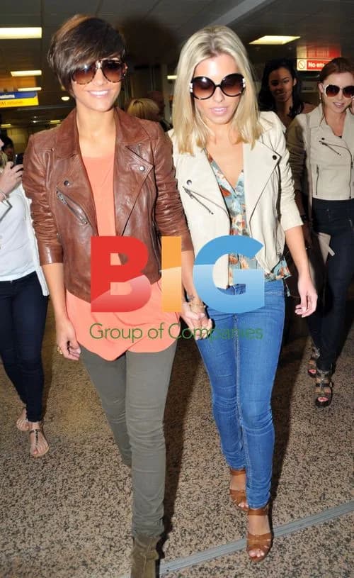 The Saturdays arrive at Glasgow airport