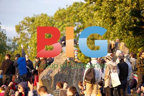 Festival Goers at Glastonbury in the Rain