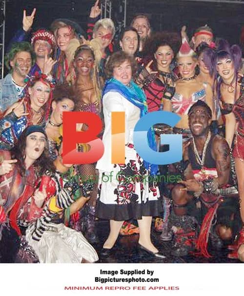 Susan Boyle with 'We Will Rock You' cast
