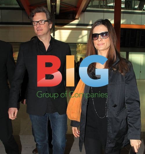 Colin Firth and wife at Heathrow