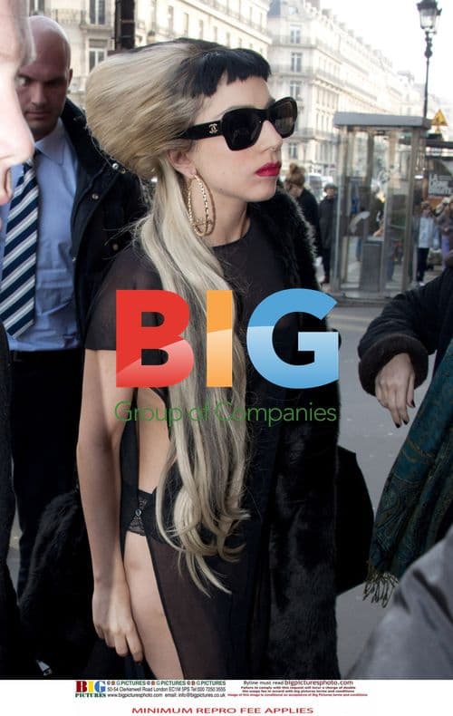 Lady Gaga arrives at Mugler store in Paris