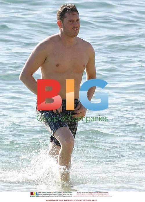Michael Buble and Fiancée on Beach in Perth
