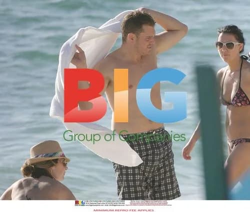 Michael Buble and Fiancee at Perth Beach