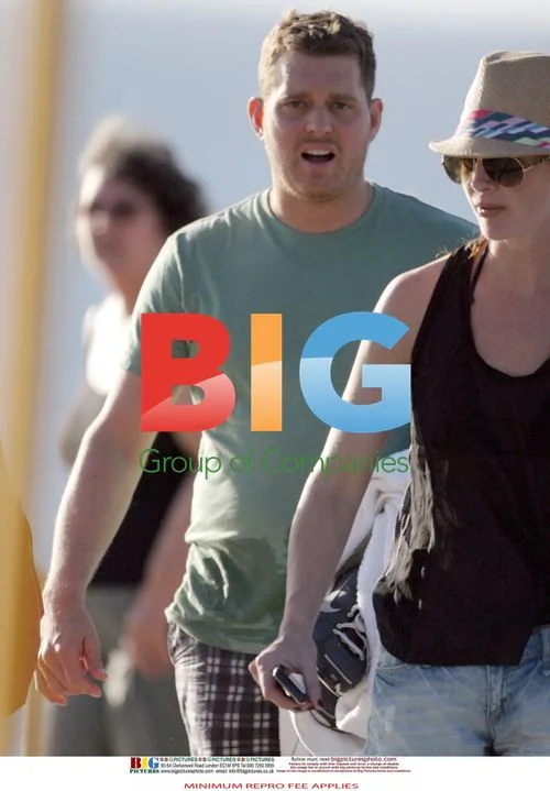 Michael Buble and Fiancee on Beach in Perth