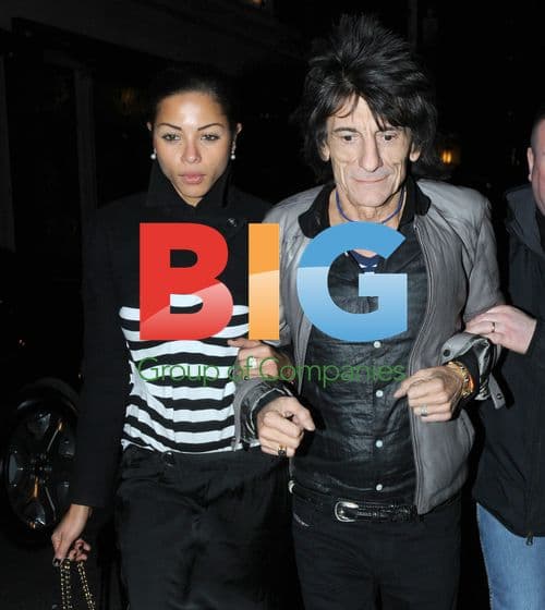 Ronnie Wood and Ana Araujo Leaving the Ivy Club