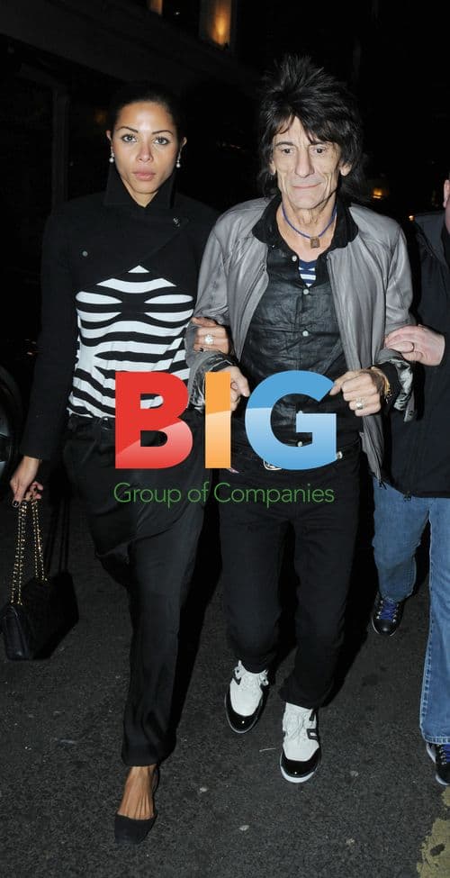 Ronnie Wood and Ana Araujo Leaving Ivy Club