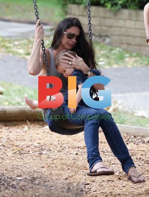 Erica Packer and kids at park in Sydney