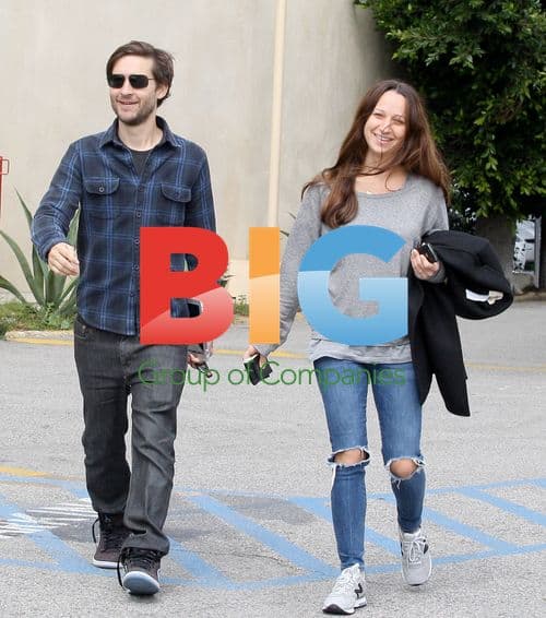 Tobey Maguire and Wife Jennifer Meyer-Maguire Leaving Cafe