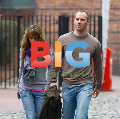 Samia Smith and Will Thorp on Coronation Street Set