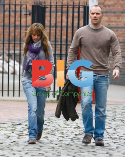 Samia Smith and Will Thorp on Coronation Street Set