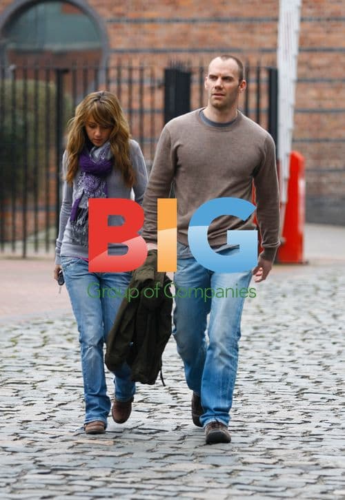 Samia Smith and Will Thorp on Coronation Street Set