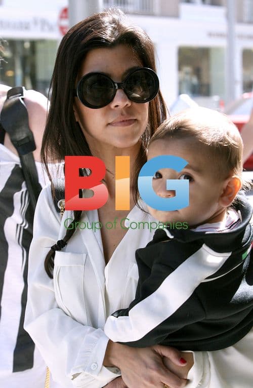 Kourtney Kardashian with son and boyfriend