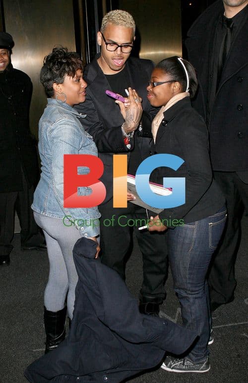 Chris Brown greets fans after GMA outburst