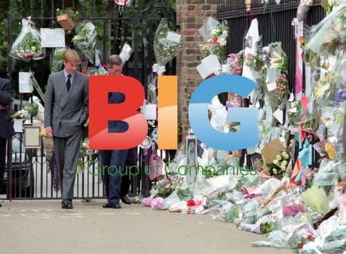 Prince Charles, William and Harry Visit Diana's Tributes
