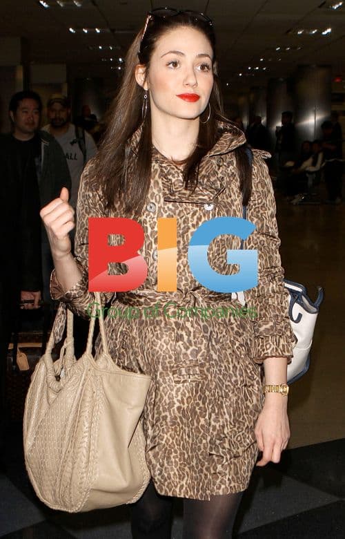 Emmy Rossum with dog at LAX