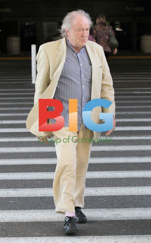 Michael Gambon Arrives at LAX in Linen Suit