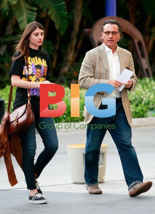 Andy Garcia with daughter at Lakers game