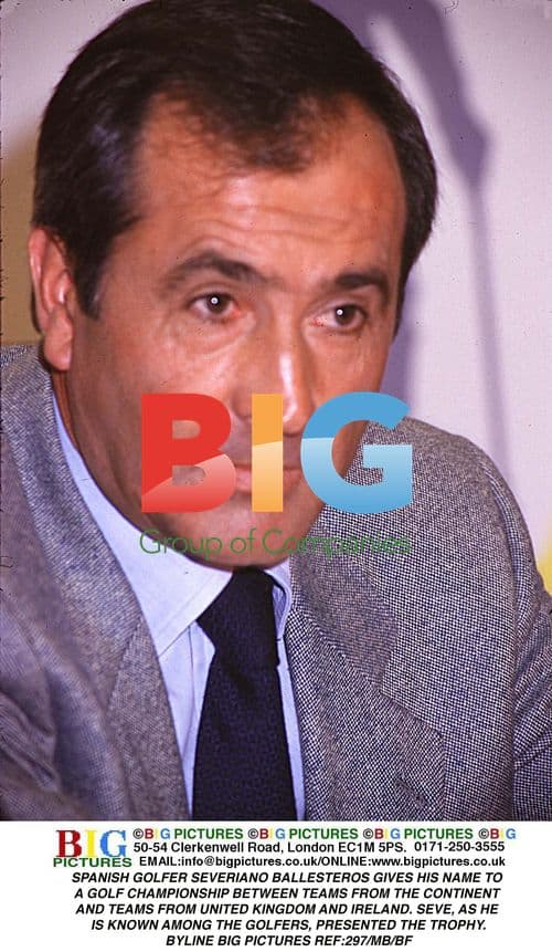 Golfer Severiano Ballesteros Presenting Trophy