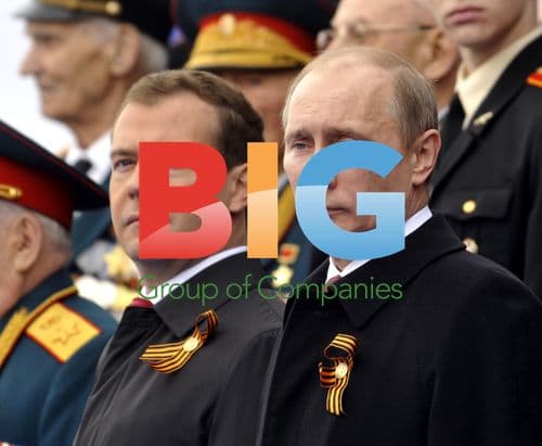 Medvedev and Putin at Victory Day Parade