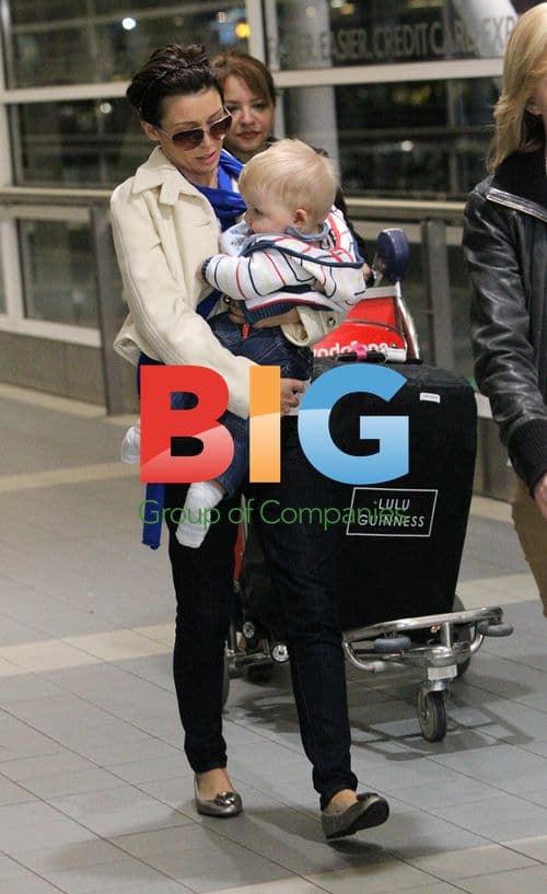 Dannii Minogue and son Ethan at Melbourne Airport