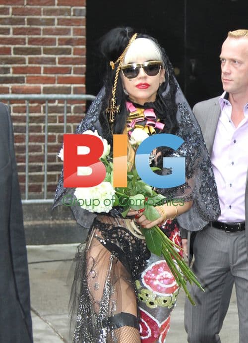 Lady Gaga Visits Letterman with Flowers