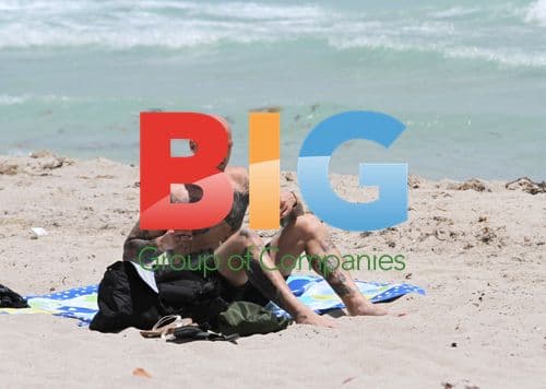 Ami James with Family on Beach in Miami