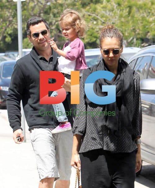 Jessica Alba with baby Honor and husband