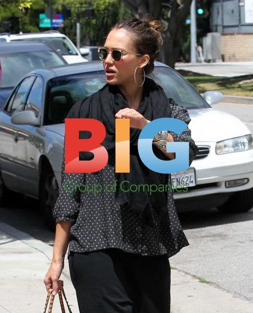 Jessica Alba with family in Brentwood