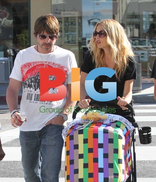 Rachel Zoe pushing baby stroller in Beverly Hills