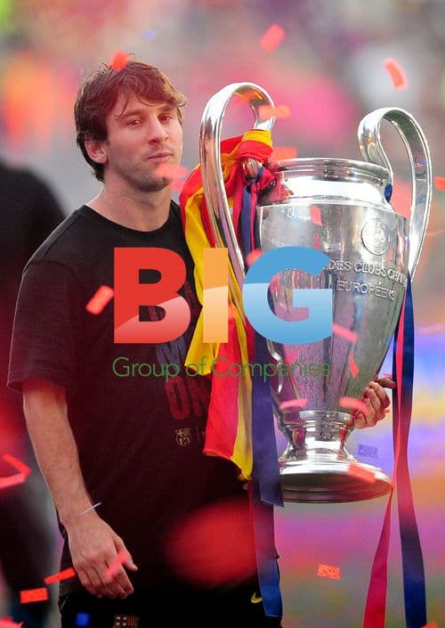 Lionel Messi Celebrates Champions League Victory