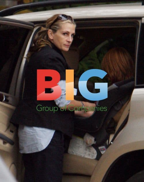 Julia Roberts loading twins into mini-van