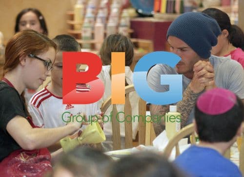 David Beckham with sons at pottery painting