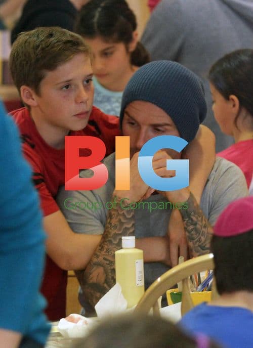 David Beckham with Sons at Color Me Mine