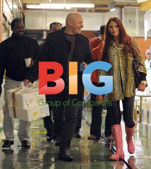 Amy Childs and Aldo Zilli at Billingsgate Fish Market