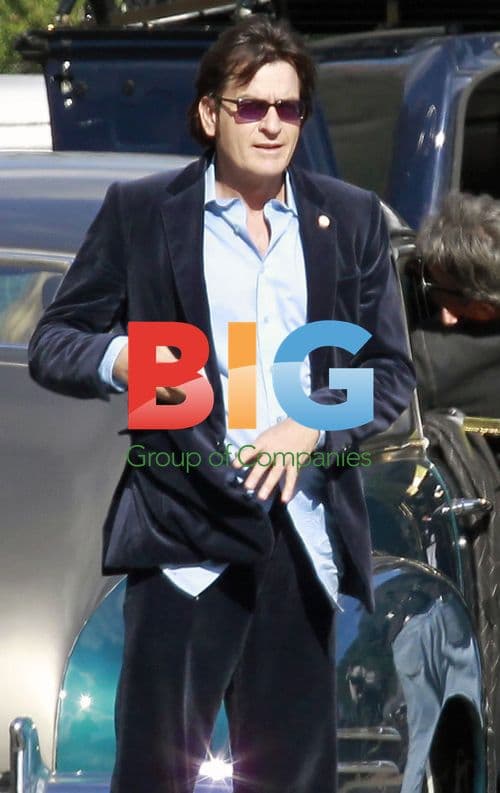 Charlie Sheen and Katheryn Winnick on set of 'A Glimpse Inside the Mind of Charles Swan III'