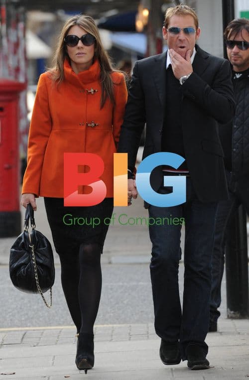 Elizabeth Hurley and Shane Warne Leave Home for Lunch