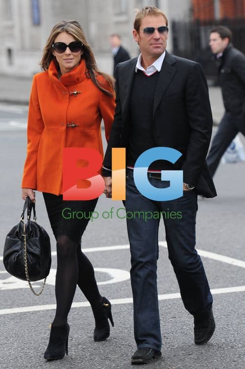 Elizabeth Hurley and Shane Warne Leave House for Lunch