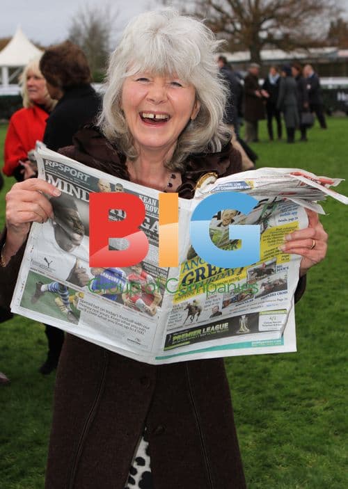 Jilly Cooper at Hennessy Gold Cup Race