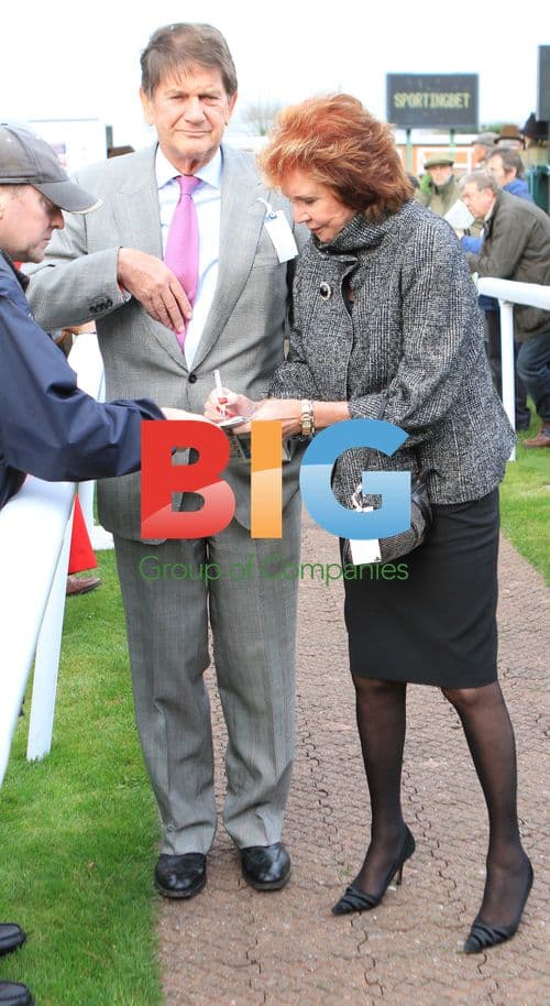John Madejski and Cilla Black at Hennessy Gold Cup