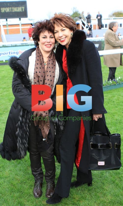 Ruby Wax and Kathy Lette at Hennessy Gold Cup