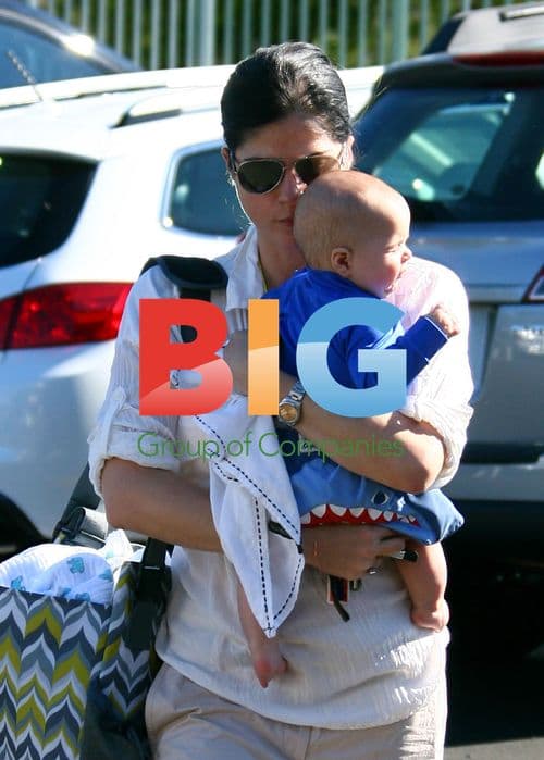 Selma Blair with son at Mulholland Tennis Club