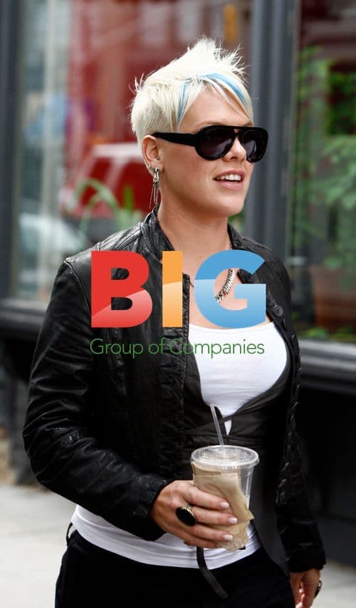 Pink on the set of 'Thanks for Sharing'