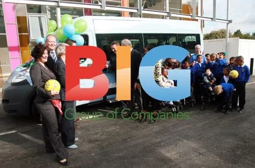 Peter Shilton presents coach to pupils