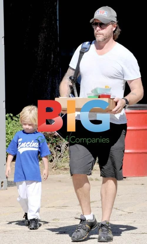 Dean Mcdermott and Son Liam at Softball Practice