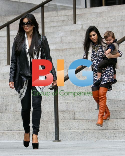 Kourtney and Kim Kardashian with Mason at Museum