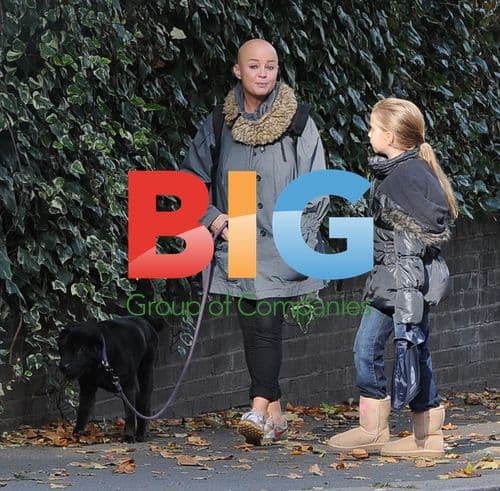 Gail Porter and daughter Honey walk dog